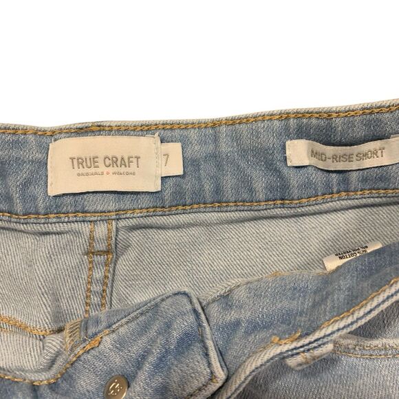 True Craft Womens Set of 2 Mid-Rise Blue Denim Shorts 7 Beach Coastal Vacation - Picture 2 of 9